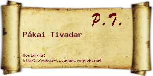 Pákai Tivadar névjegykártya